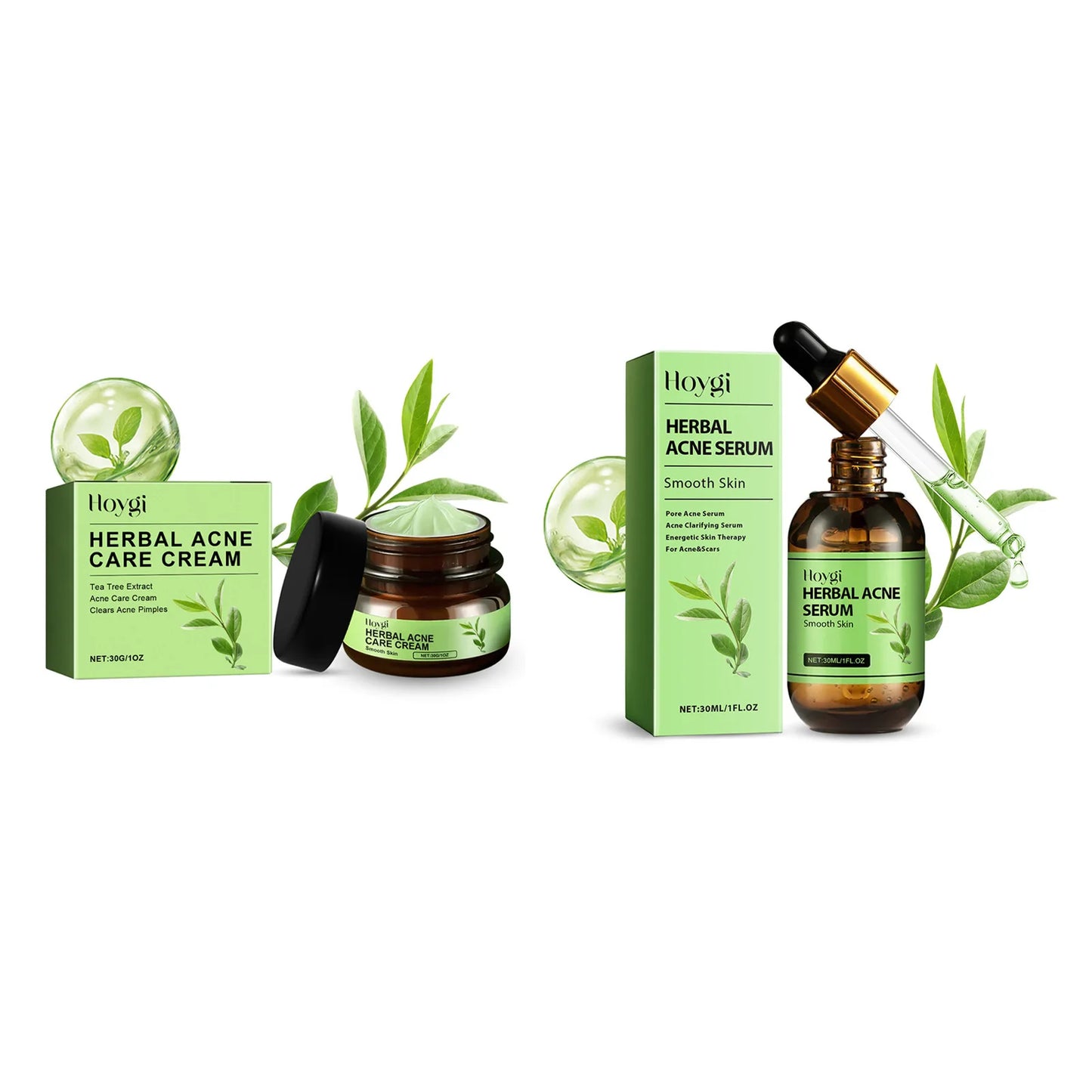 Acne-Prone Herbal Face Cream, Oil Control + Pore Shrinking Serum