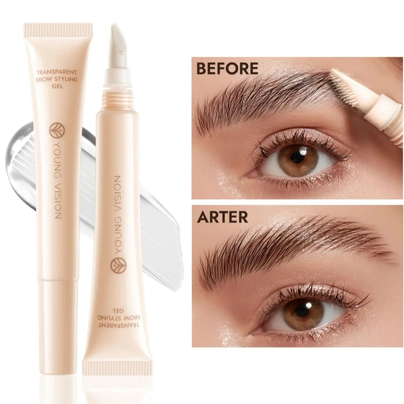 Clear Eyebrow Gel – Lightweight, non-flaky formula with micro comb applicator for even coverage, natural texture
