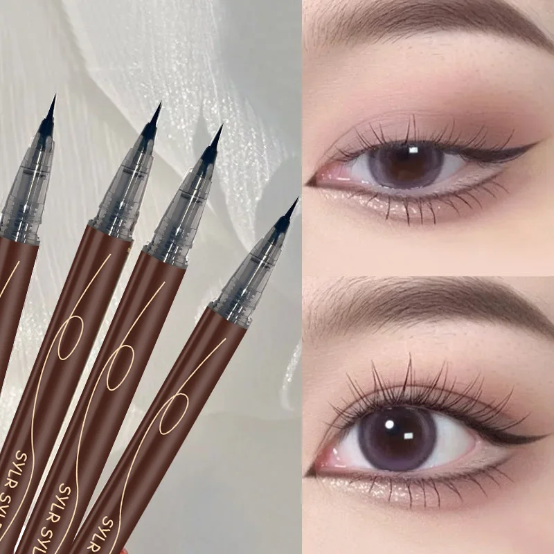 Ultra-fine eyebrow pencil waterproof, professional sweat-proof liquid eyeliner, dual-purpose durable makeup art