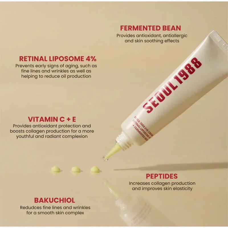 SEOUL 1988 Retinal Eye Cream Anti Dark Circles & Eyes Bags, Firming Moisturizing Eyes Skin Care