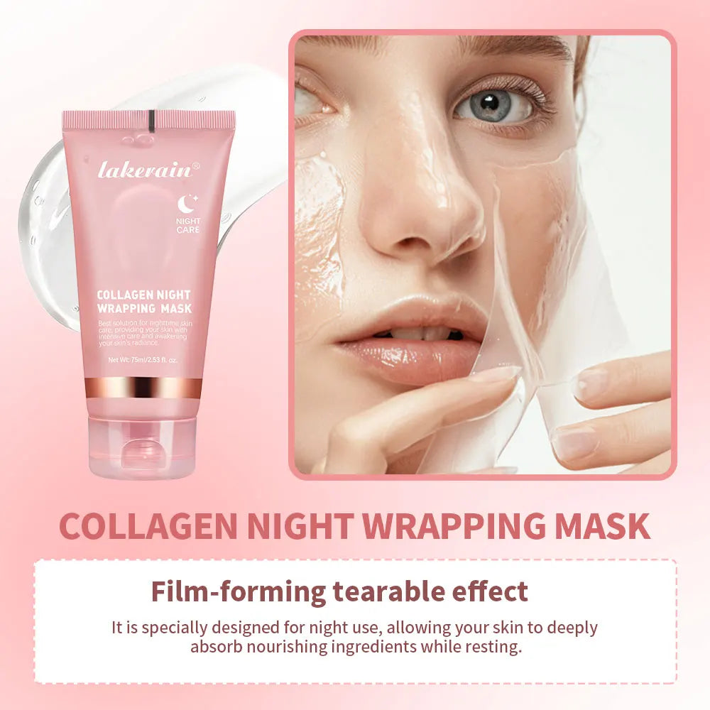 Lakerain Collagen Night Wrapping Mask Elasticity Hydration Care Reduces Sagging & Dullness Hydrolyzed Collagen For Brighter Skin