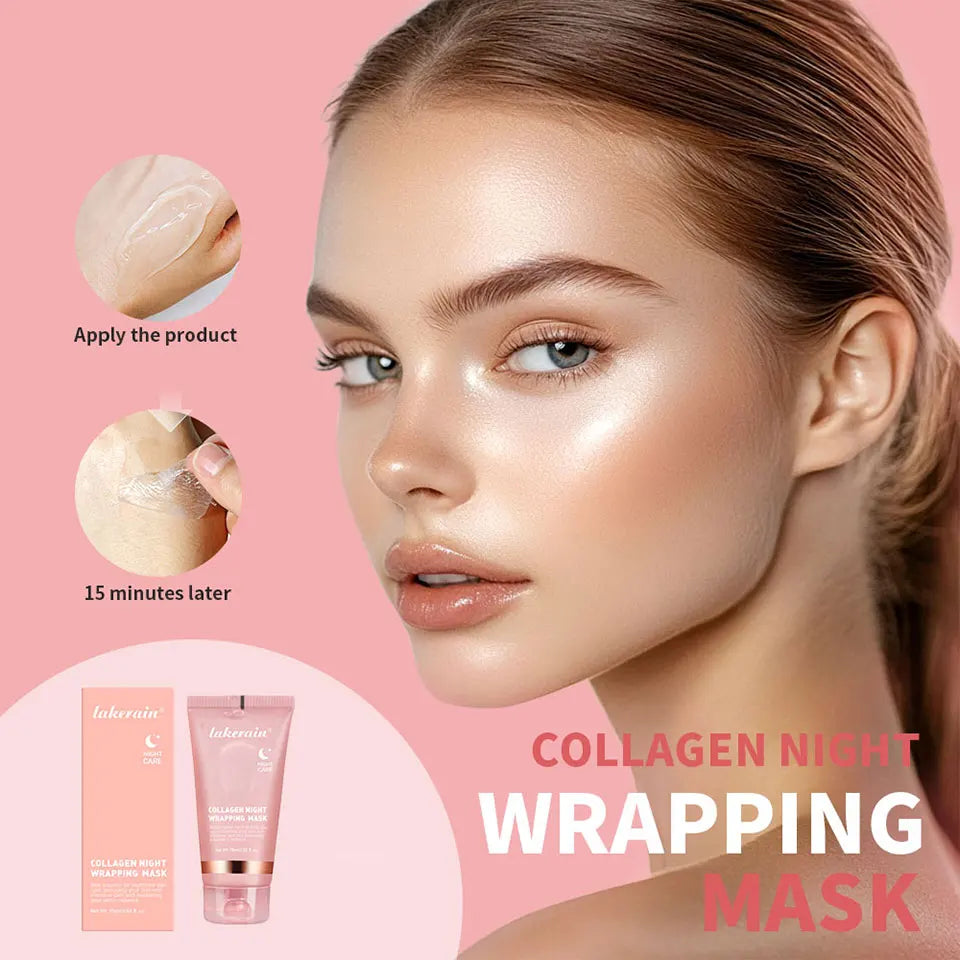 Lakerain Collagen Night Wrapping Mask Elasticity Hydration Care Reduces Sagging & Dullness Hydrolyzed Collagen For Brighter Skin