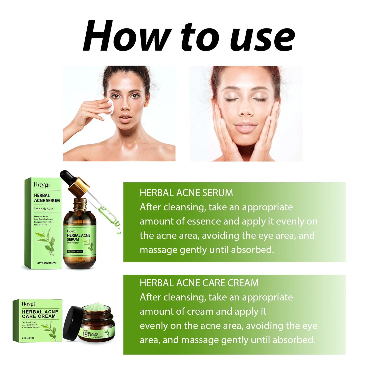 Acne-Prone Herbal Face Cream, Oil Control + Pore Shrinking Serum