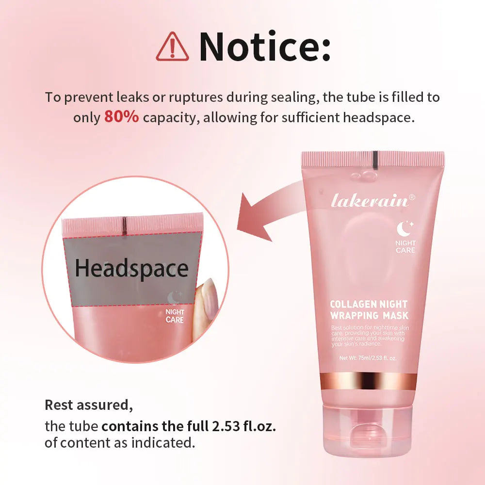 Lakerain Collagen Night Wrapping Mask Elasticity Hydration Care Reduces Sagging & Dullness Hydrolyzed Collagen For Brighter Skin