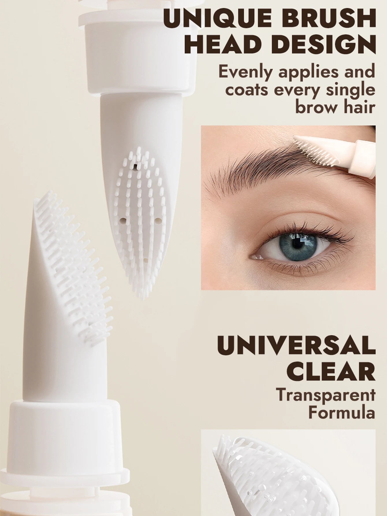 Clear Eyebrow Gel – Lightweight, non-flaky formula with micro comb applicator for even coverage, natural texture