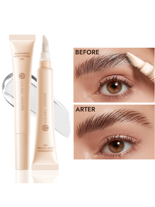 Clear Eyebrow Gel – Lightweight, non-flaky formula with micro comb applicator for even coverage, natural texture