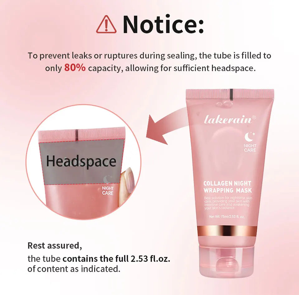Lakerain Collagen Night Wrapping Mask Elasticity Hydration Care Reduces Sagging & Dullness Hydrolyzed Collagen For Brighter Skin