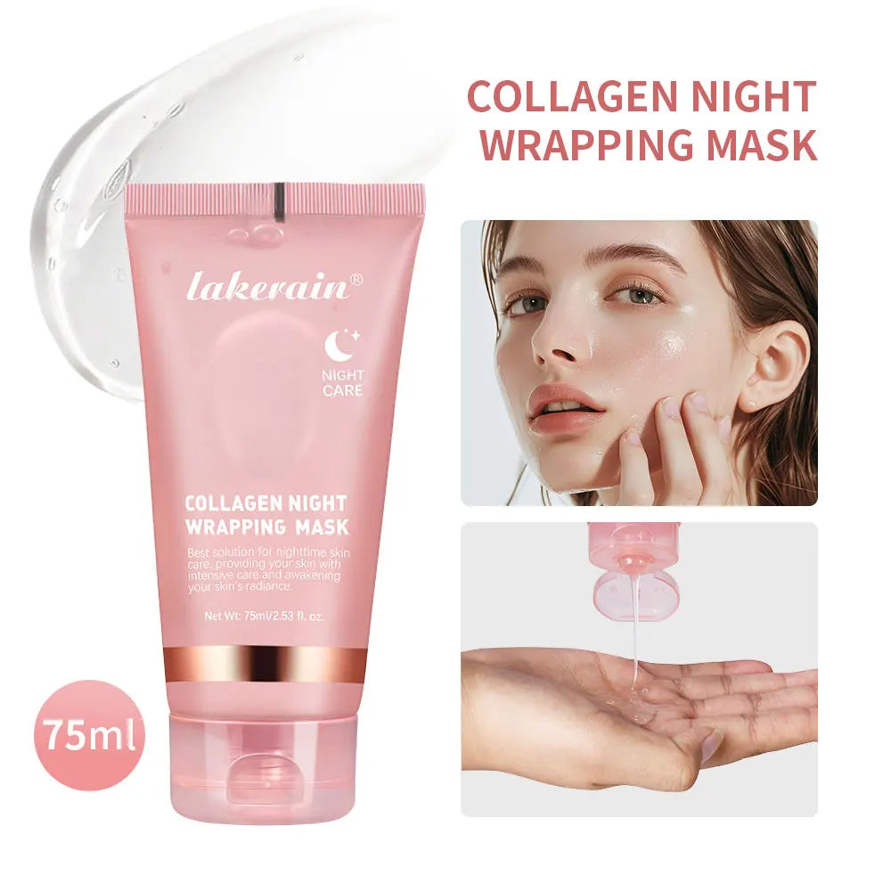 Lakerain Collagen Night Wrapping Mask Elasticity Hydration Care Reduces Sagging & Dullness Hydrolyzed Collagen For Brighter Skin
