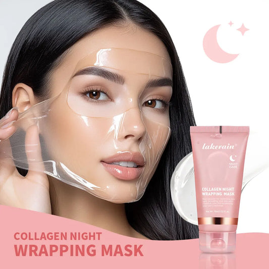 Lakerain Collagen Night Wrapping Mask Elasticity Hydration Care Reduces Sagging & Dullness Hydrolyzed Collagen For Brighter Skin