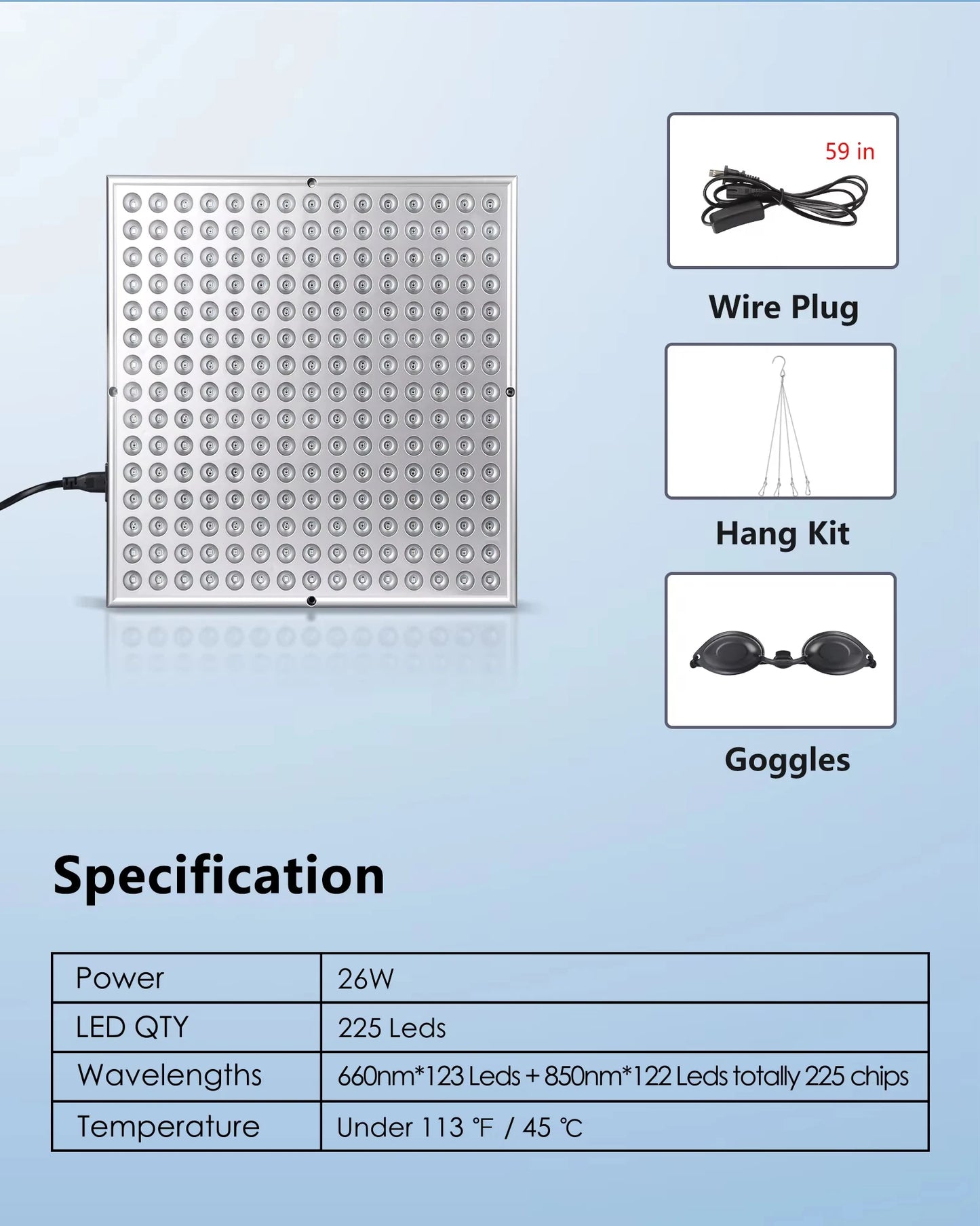 LED Red Light Therapy Panel Lamp for Facial Smoothing & Anti Aging Skin Care 225 LED