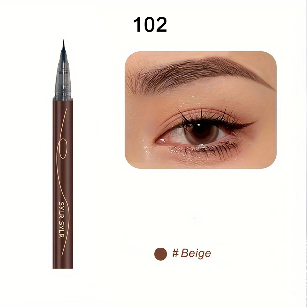 Ultra-fine eyebrow pencil waterproof, professional sweat-proof liquid eyeliner, dual-purpose durable makeup art