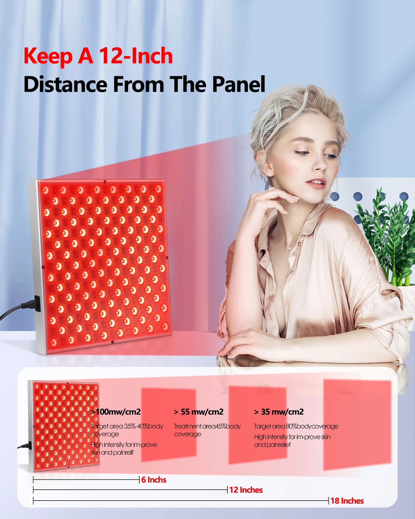 LED Red Light Therapy Panel Lamp for Facial Smoothing & Anti Aging Skin Care 225 LED