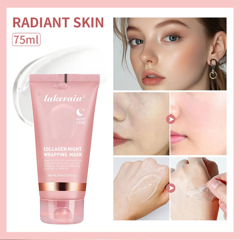 Lakerain Collagen Night Wrapping Mask Elasticity Hydration Care Reduces Sagging & Dullness Hydrolyzed Collagen For Brighter Skin