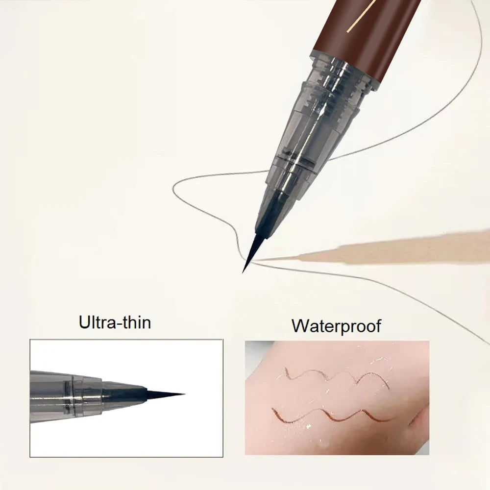 Ultra-fine eyebrow pencil waterproof, professional sweat-proof liquid eyeliner, dual-purpose durable makeup art